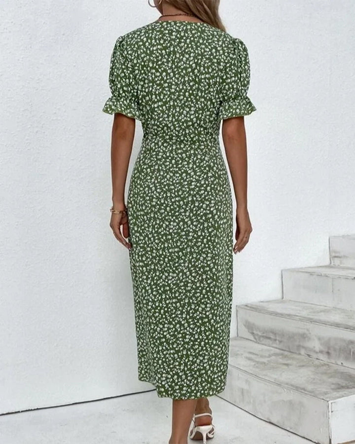 Vestido de billetera para mujeres de Rosa: elegante vestido de flores del mediodía con corte cómodo