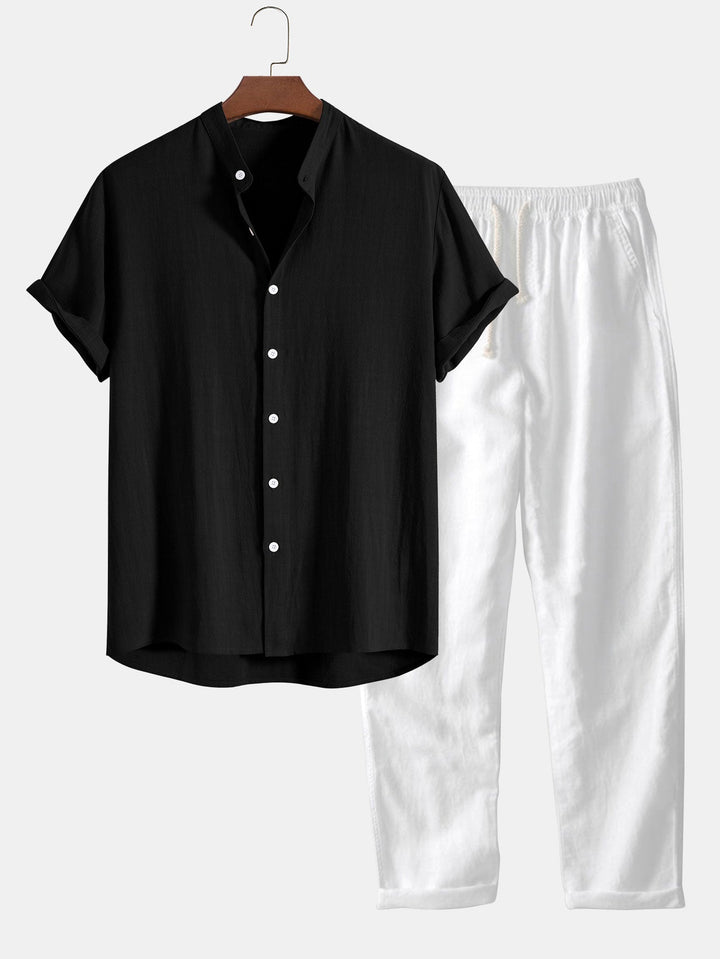 Richard Mener Summer Set - Look de lino transpirable con mangas cortas y pantalones cómodos