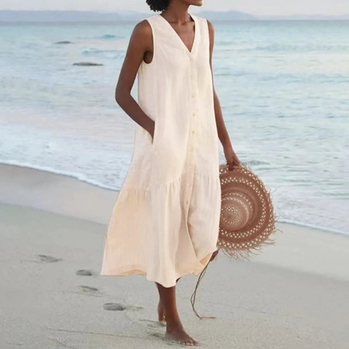 Vestido para mujeres para mujeres de Lena: elegante vestido en V -collar con un corte atemporal y de diseño