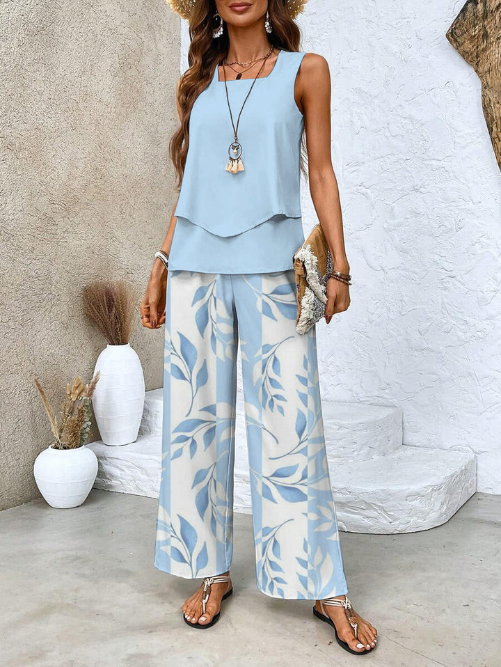 Ghislaine Ensemble Femme - Elegante stampa floreale High & Pants con lusinghiero e comfort Cut