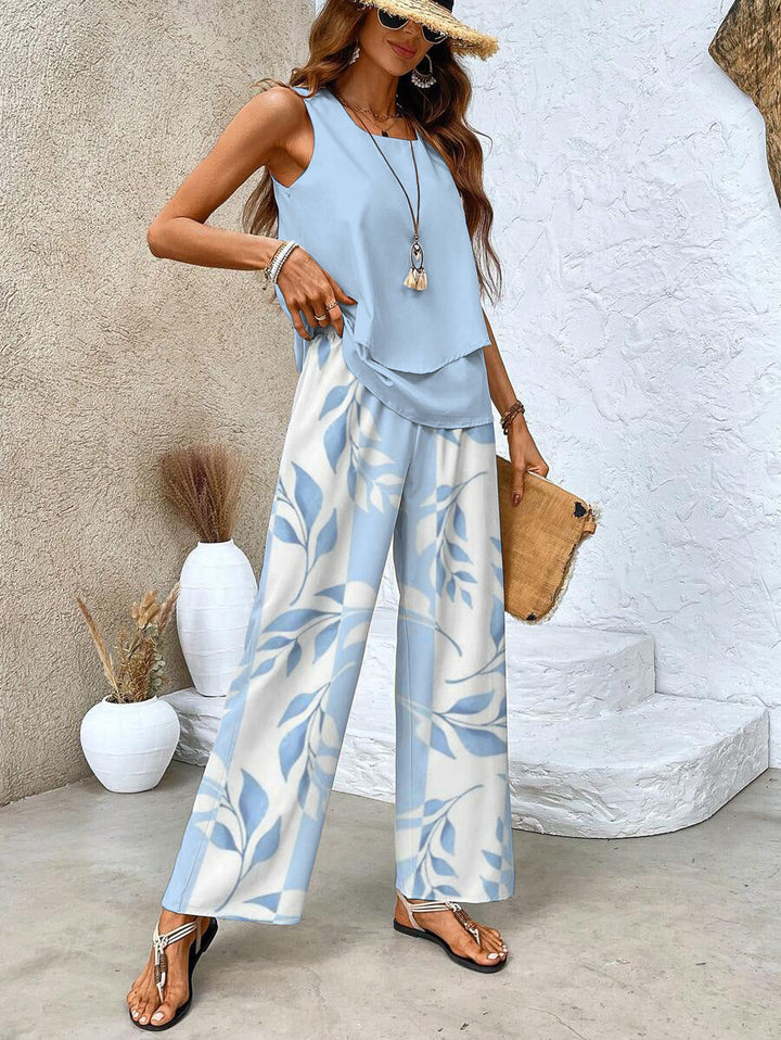 Ghislaine Ensemble Femme - Elegante stampa floreale High & Pants con lusinghiero e comfort Cut