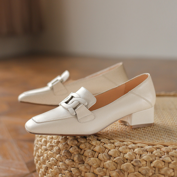 Evrynth Mocassins Femme – Chaussures Mary Jane en Cuir avec Talon Chunky & Confort