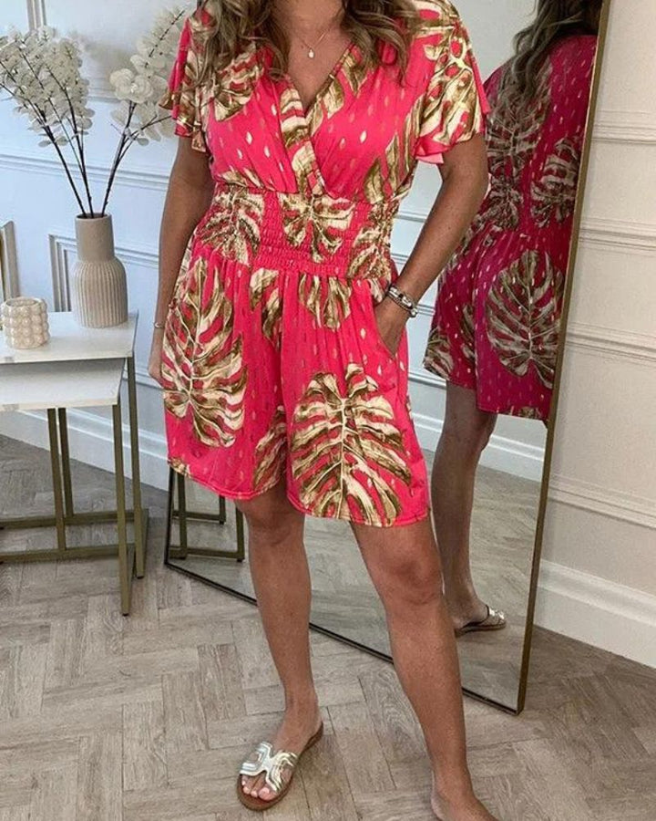 Vanie Combishort Femme - Motivi floreali e potel con tasche pratiche per un look casual