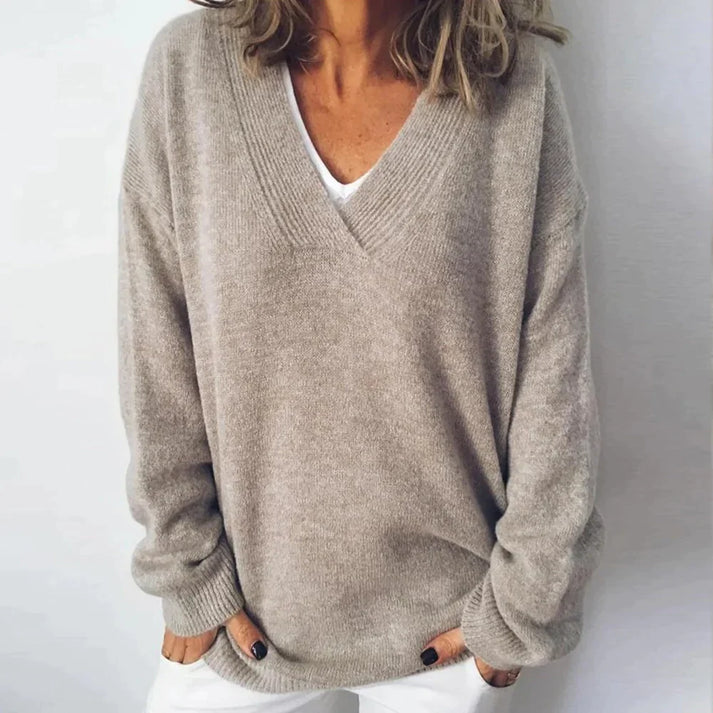 Rosalie Pull Femme – Sweat Col V Doux à Manches Longues, Confort Automne & Hiver