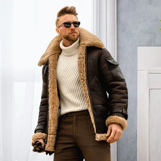 Raymond Veste Homme – Cuir Robuste avec Doublure en Fourrure Douce & Style Élégant