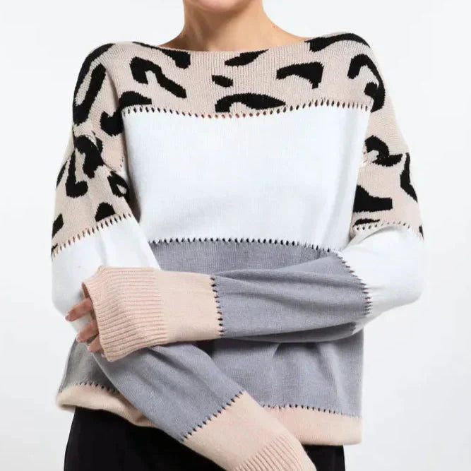 Maglione da donna Alianna - Elegante pile leopardato, morbido e confortevole per uno stile casual