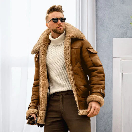 Raymond Veste Homme – Cuir Robuste avec Doublure en Fourrure Douce & Style Élégant