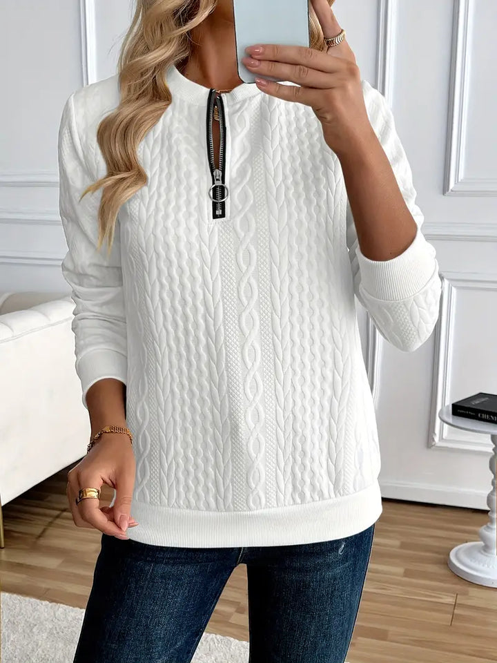 Margaux Sweat Femme Hiver – Pull Zippé Confortable en Maille avec Design Élégant