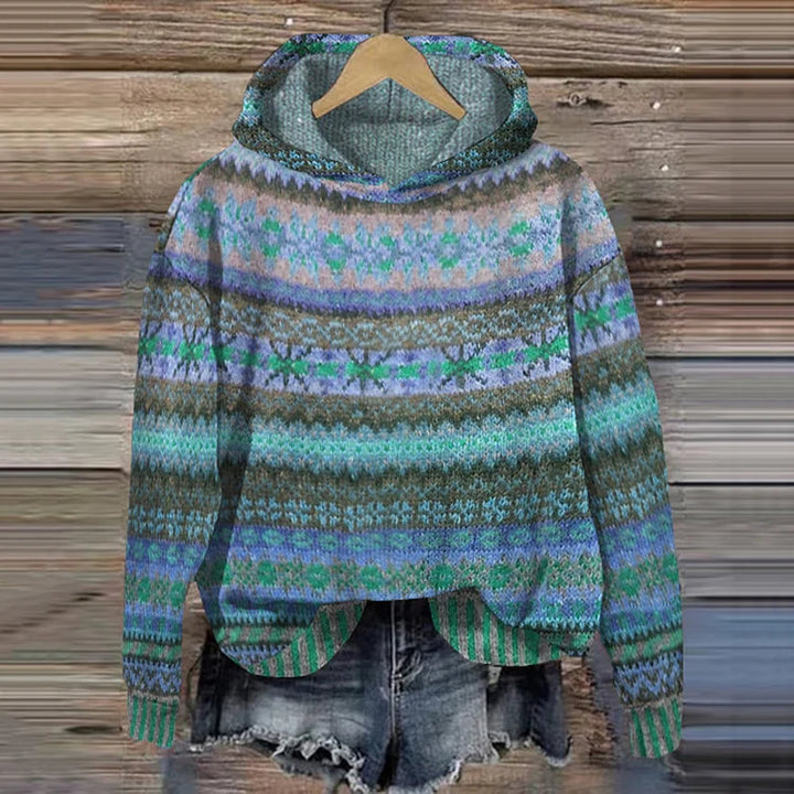 Felpa da donna Gwen - Felpa con cappuccio retrò etnica comoda e casual