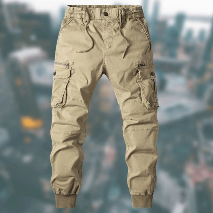 Pantalones cargo Troy para hombre: comodidad informal con múltiples bolsillos y cintura ajustable