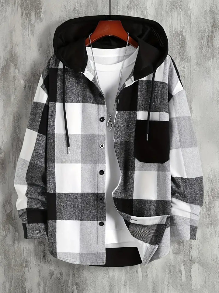 Mason Veste à Capuche Homme – Motif Carreaux Tendance & Coupe Décontractée Confortable
