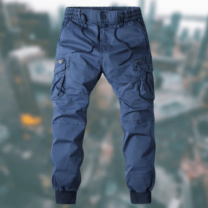 Pantalones cargo Troy para hombre: comodidad informal con múltiples bolsillos y cintura ajustable