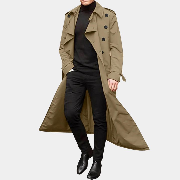 Laurence Trenchcoat Homme – Longue Veste Imperméable avec Coupe Classique & Style Élégant