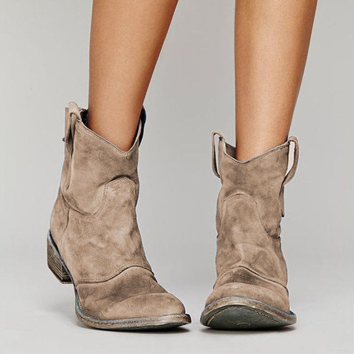 Charlotte Bottes Femme – Boots en Daim Luxueux avec Talon Compensé Confortable & Élégant