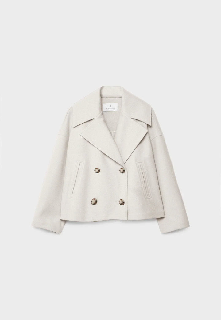 Olivia Femme Manteau – Chic Manteau Court Croisé à Boutons Élégants & Style Moderne