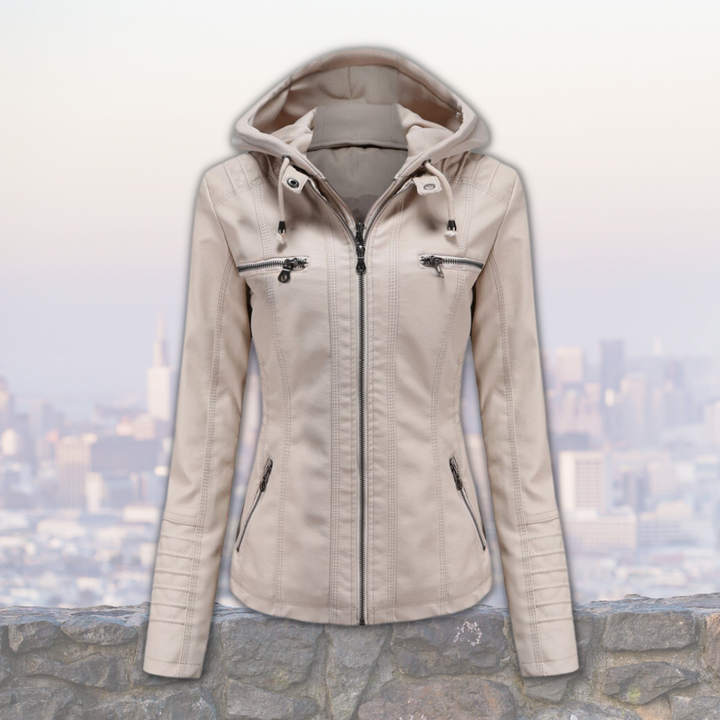 Xyla Giacca Donna in Pelle – Elegante con Cappuccio, Chiusura Lampo & Tasche Pratiche