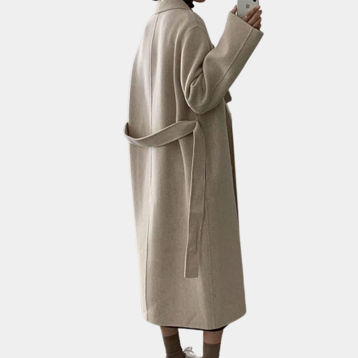 Amelia Manteau Femme Hiver Long – Élégant à Double Boutonnage avec Doublure Chaude