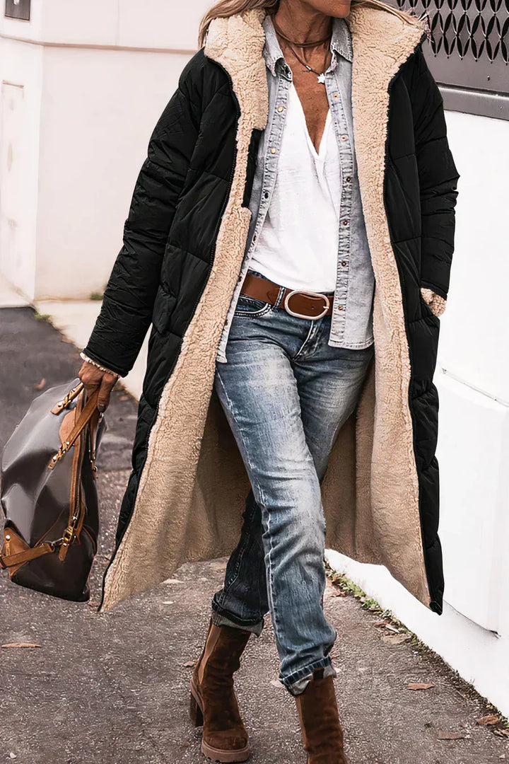 Cappotto da donna Theodora: cappotto reversibile elegante e caldo per uno stile versatile