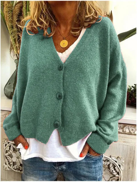 Katherine Cardigan Femme – Gilet en Coton Élégant à Manches Longues & Fermeture Boutonnée