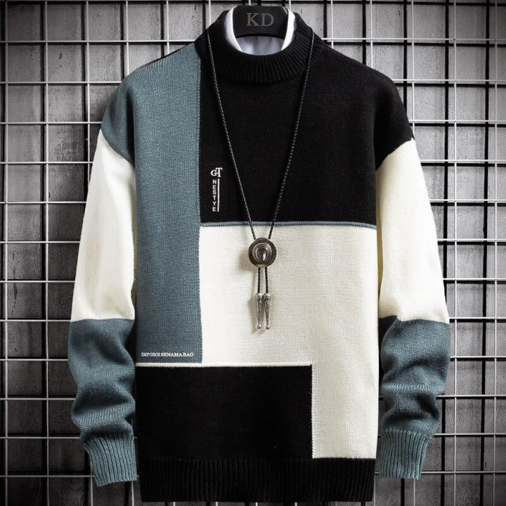 Daniel Pull Patchwork Homme – Design Original, Tricot Chaleureux & Coupe Décontractée