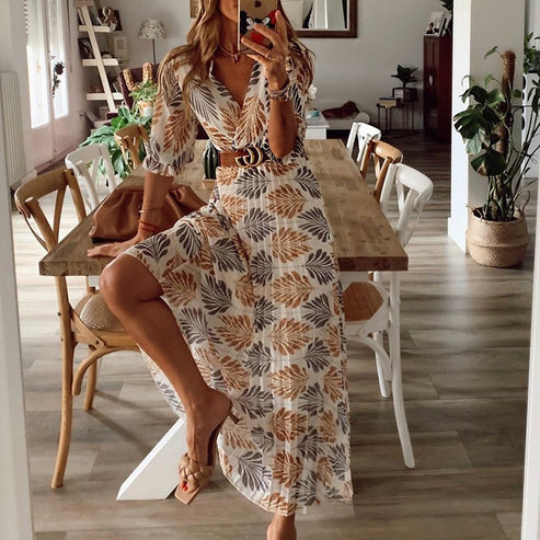 Vestido de mujer Long Long - Elegancia floral y comodidad para oportunidades especiales