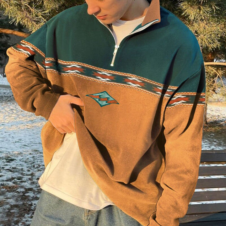 John Pull Zippé Homme – Pull Rétro Élégant avec Coupe Confortable & Style Automne-Hiver