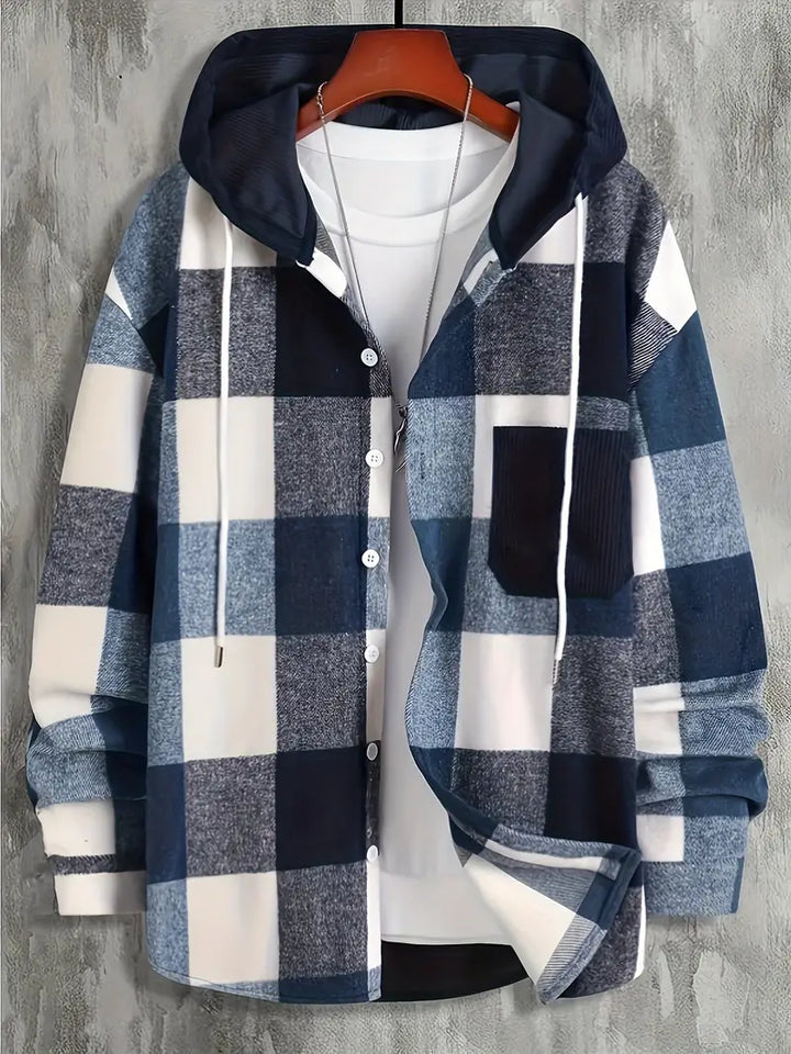Mason Veste à Capuche Homme – Motif Carreaux Tendance & Coupe Décontractée Confortable