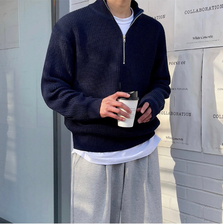 Louie Pull Demi-Zip Homme – Style Nordique, Tissu Doux & Chaleur Automne-Hiver