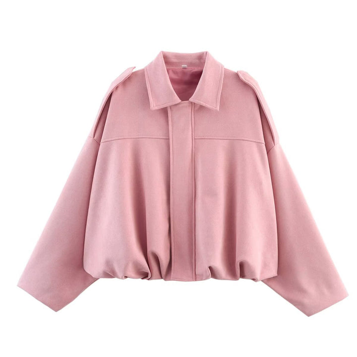 Elliana Veste Femme – Veste Ample Effet Daim avec Poches Pratiques pour Automne/Hiver