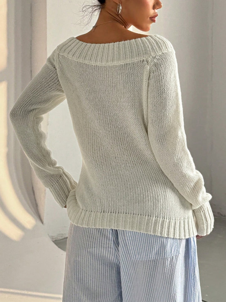 Melanie Pull Femme – Tricot à Épaules Dénudées Élégant & Maille Douce Automne/Hiver