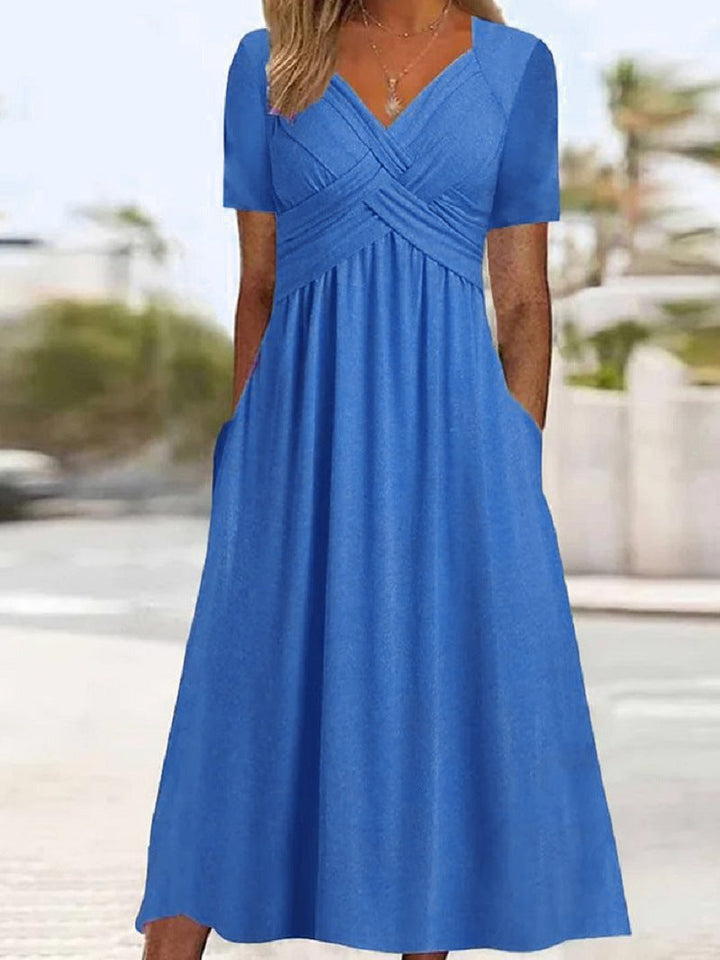 Vestido de mediodía de Elisabeth Women - elegante vestido con V -Neck, Fluid Cut y Timeless Style