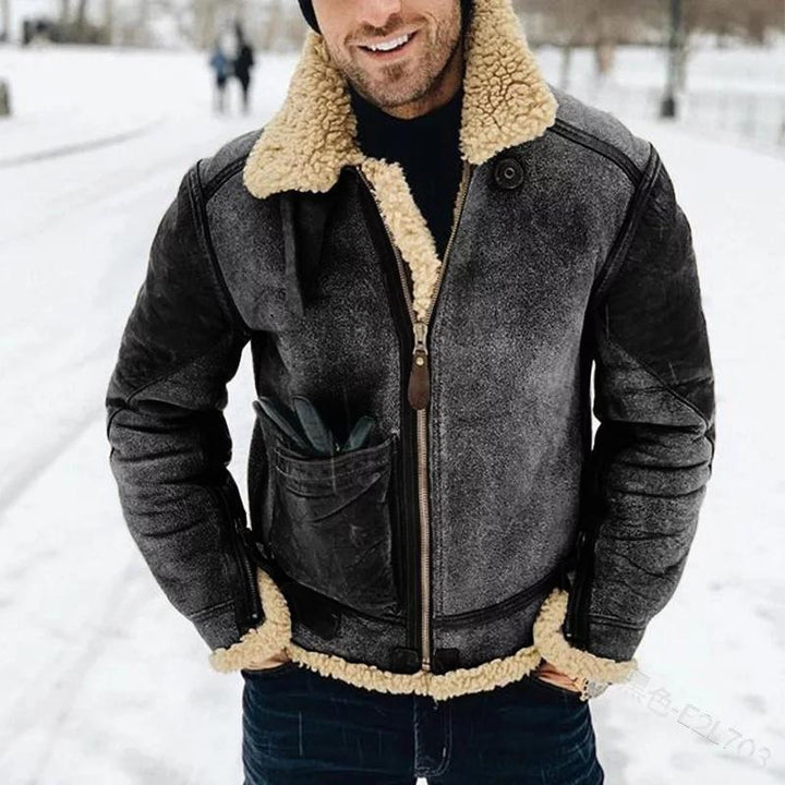 Elias Veste Homme en Cuir – Coupe Régulière, Fermeture Éclair Pratique & Style Intemporel