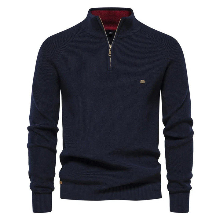 Suéter de hombre Axel de punto – Cuello con cremallera, corte regular y estilo elegante para días frescos