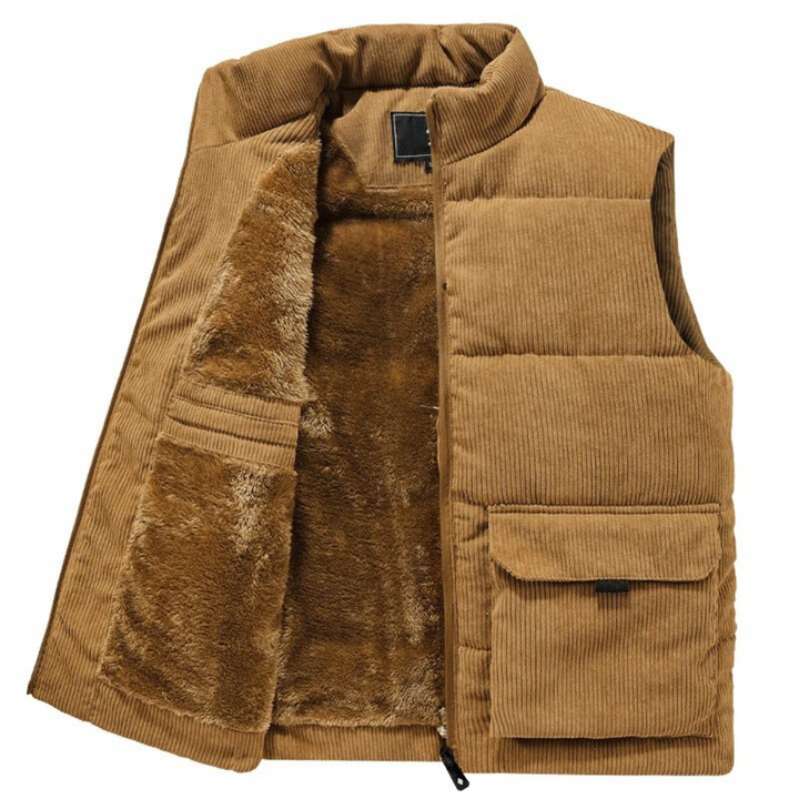 Aiden Gilet Homme en Velours Côtelé – Sans Manches avec Poches Pratiques & Fermeture Zip