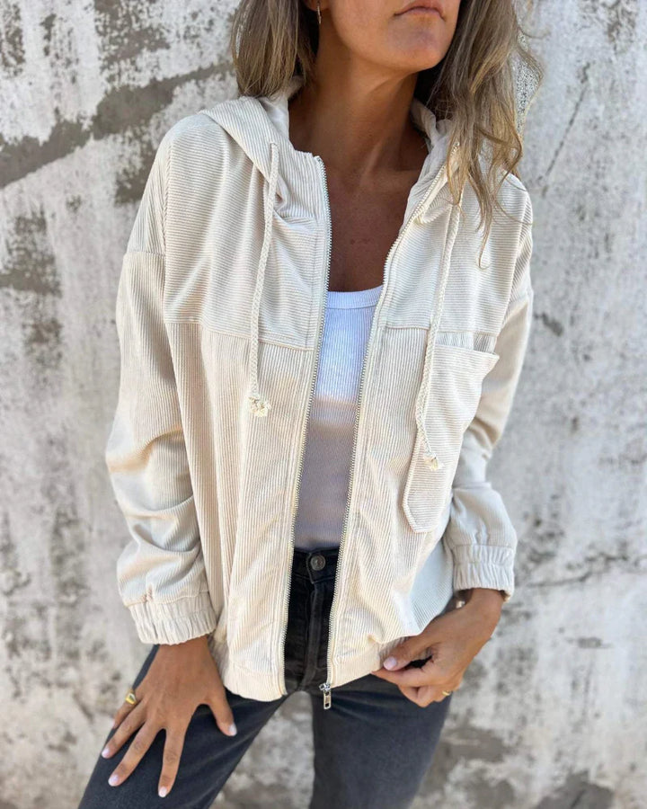 Mackenzie Veste Femme en Velours Côtelé – Style Vintage avec Capuche Ajustable & Coupe Confortable