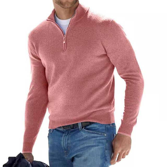 Liam Pull Homme – Col V Zippé en Fausse Laine Mérinos, Style Chic & Confort Léger