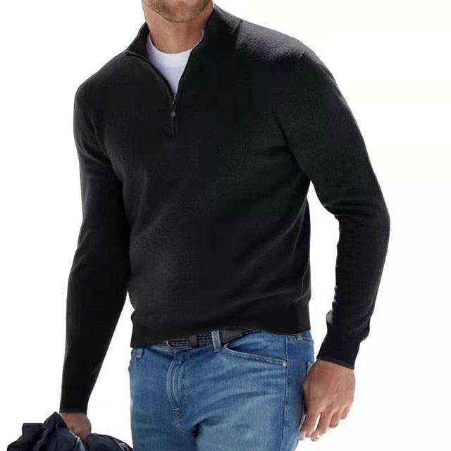Liam Pull Homme – Col V Zippé en Fausse Laine Mérinos, Style Chic & Confort Léger
