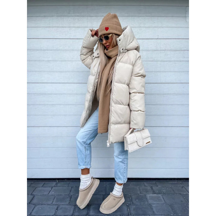 Cappotto invernale da donna Sheila - Caldo, spesso con cappuccio incorporato e chiusura con cerniera