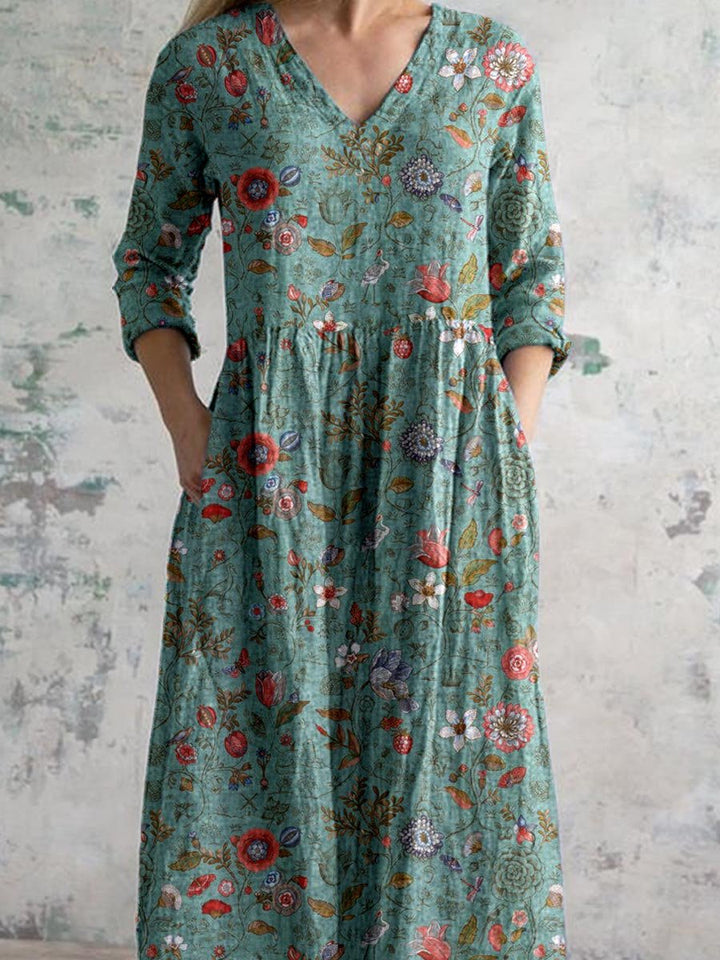 Vestido de verano de la mujer de Calista - Vestido florido con V & Fluid Cut para una mirada elegante