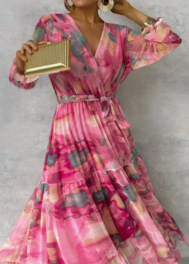 Mary Summer Dress Woman - Vestido largo ligero con mangas largas, elegante y moderna