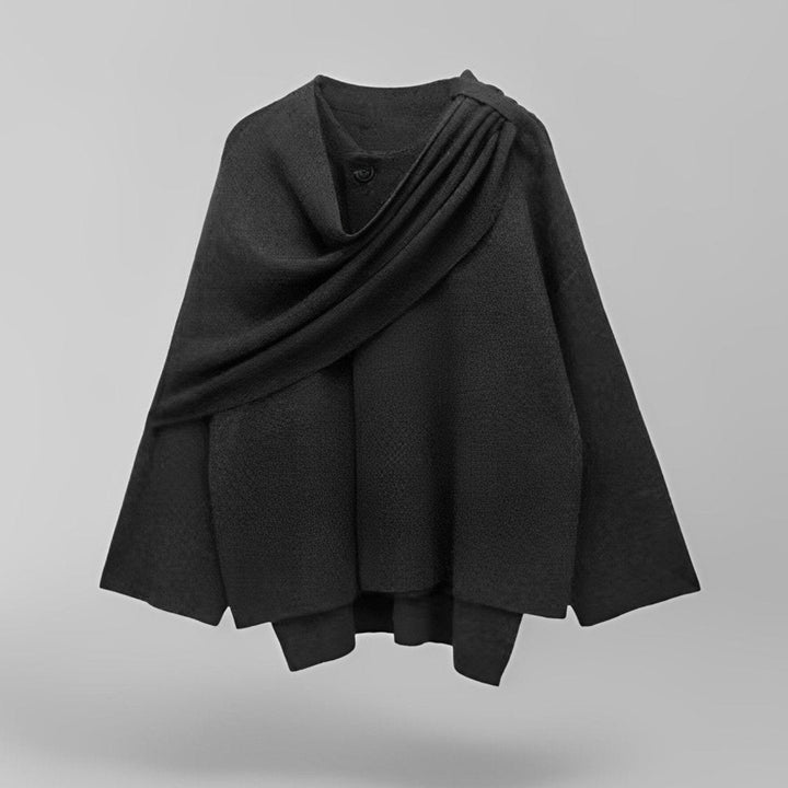Poncho da donna Emma – Lana asimmetrica, elegante e ideale per il calore invernale