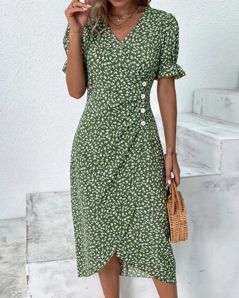 Robe Portefeuille Femme Rosa – Élégante Robe Midi Fleurie avec Coupe Confortable