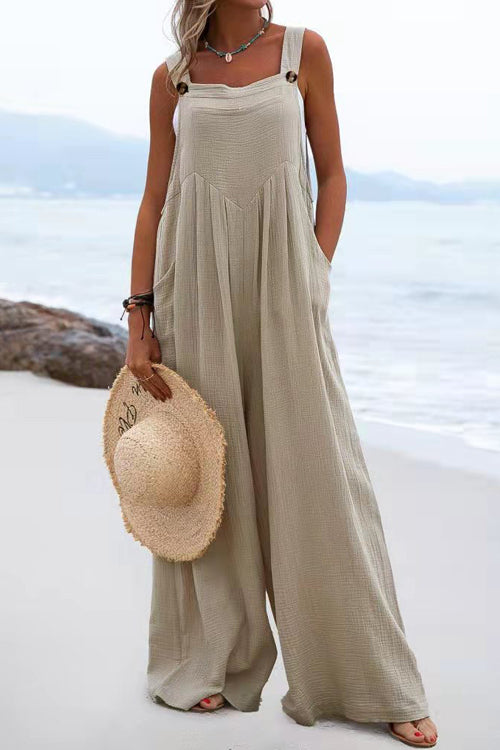 Sophia Salopette Femme – Style Bohème, Pantalons Amples et Bretelles Spaghetti Légères
