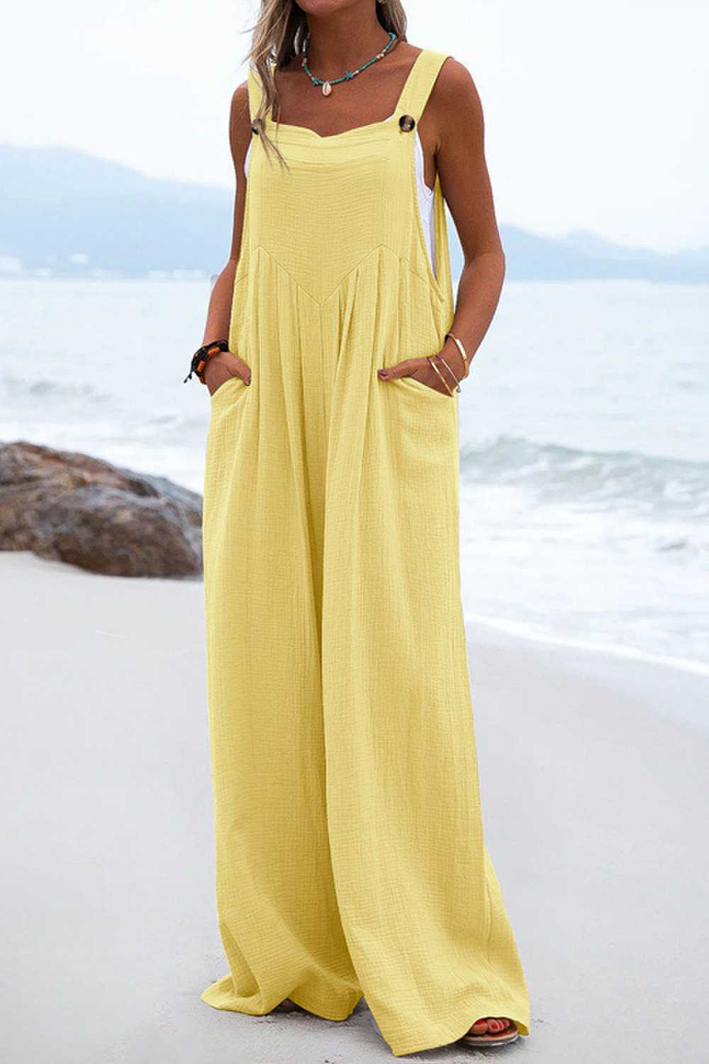 Sophia Salopette Femme – Style Bohème, Pantalons Amples et Bretelles Spaghetti Légères