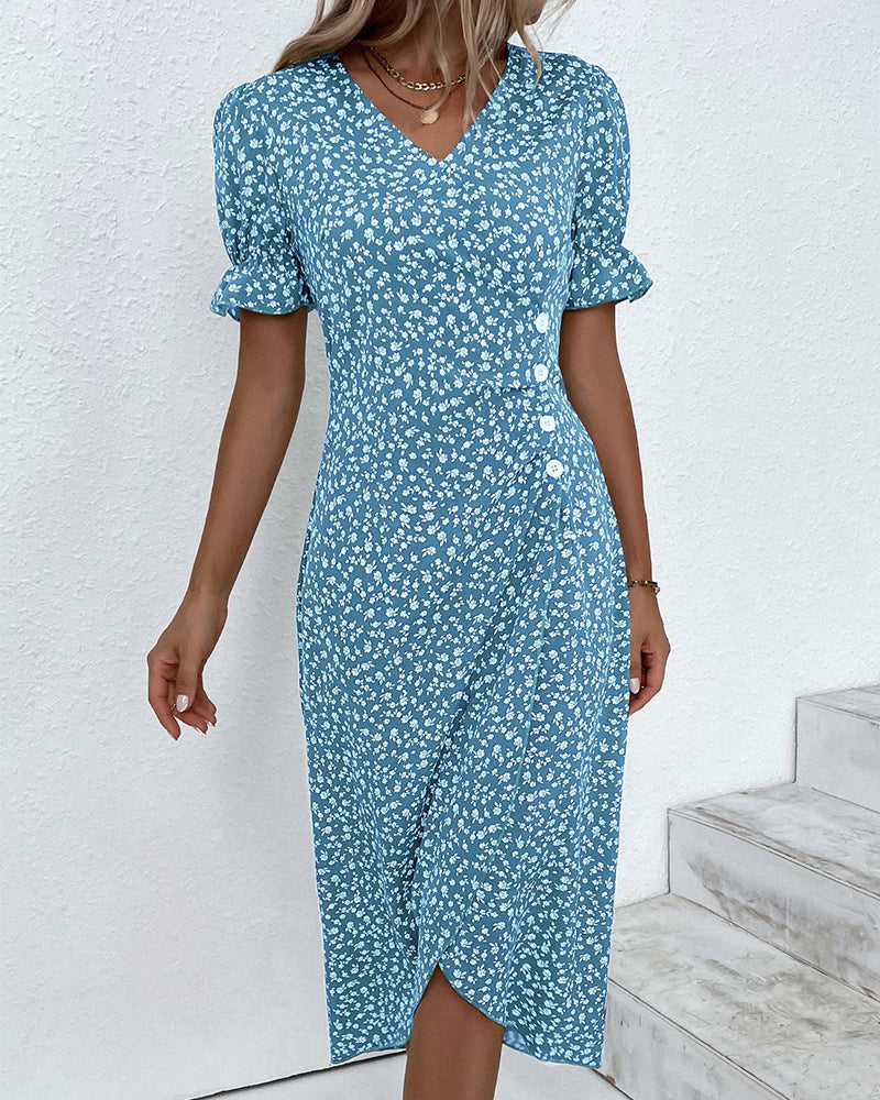 Robe Portefeuille Femme Rosa – Élégante Robe Midi Fleurie avec Coupe Confortable