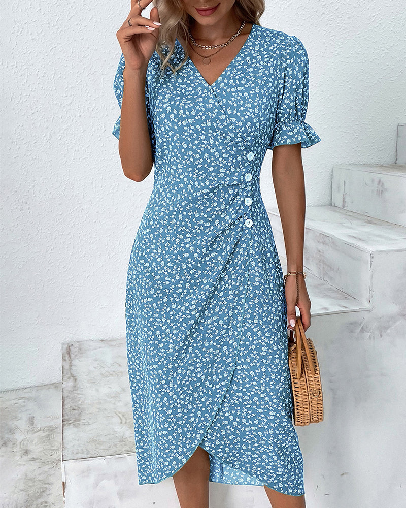 Robe Portefeuille Femme Rosa – Élégante Robe Midi Fleurie avec Coupe Confortable