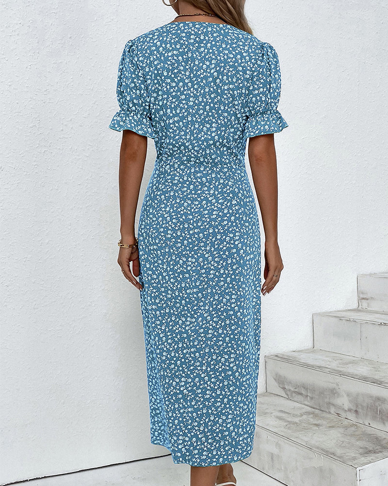 Robe Portefeuille Femme Rosa – Élégante Robe Midi Fleurie avec Coupe Confortable