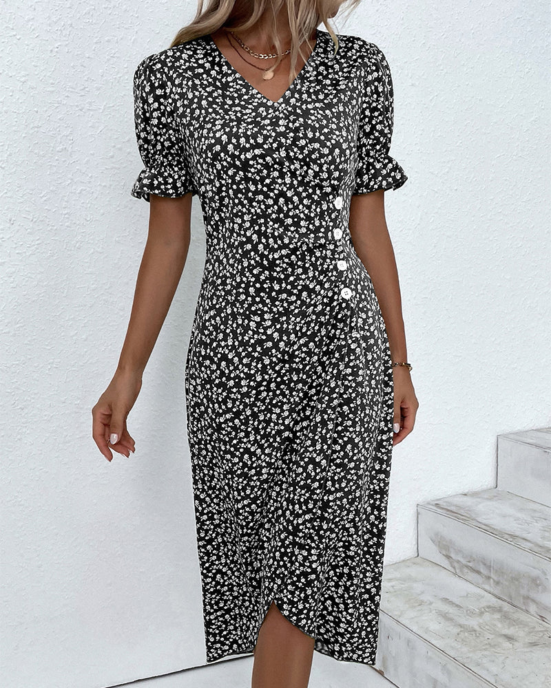 Robe Portefeuille Femme Rosa – Élégante Robe Midi Fleurie avec Coupe Confortable
