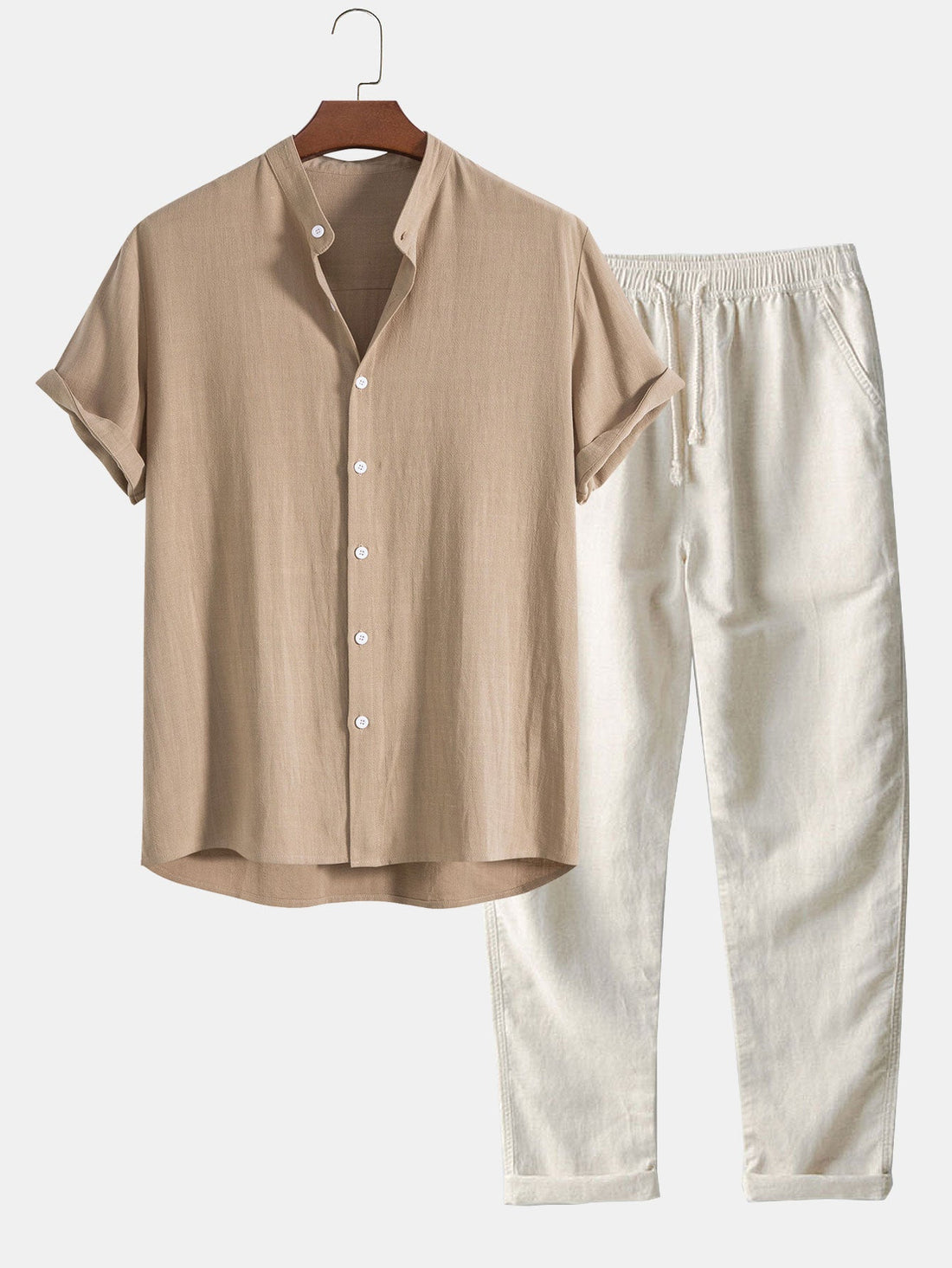 Set estivo per uomini di Richard - Look di lino traspirante con maniche corte e pantaloni comodi