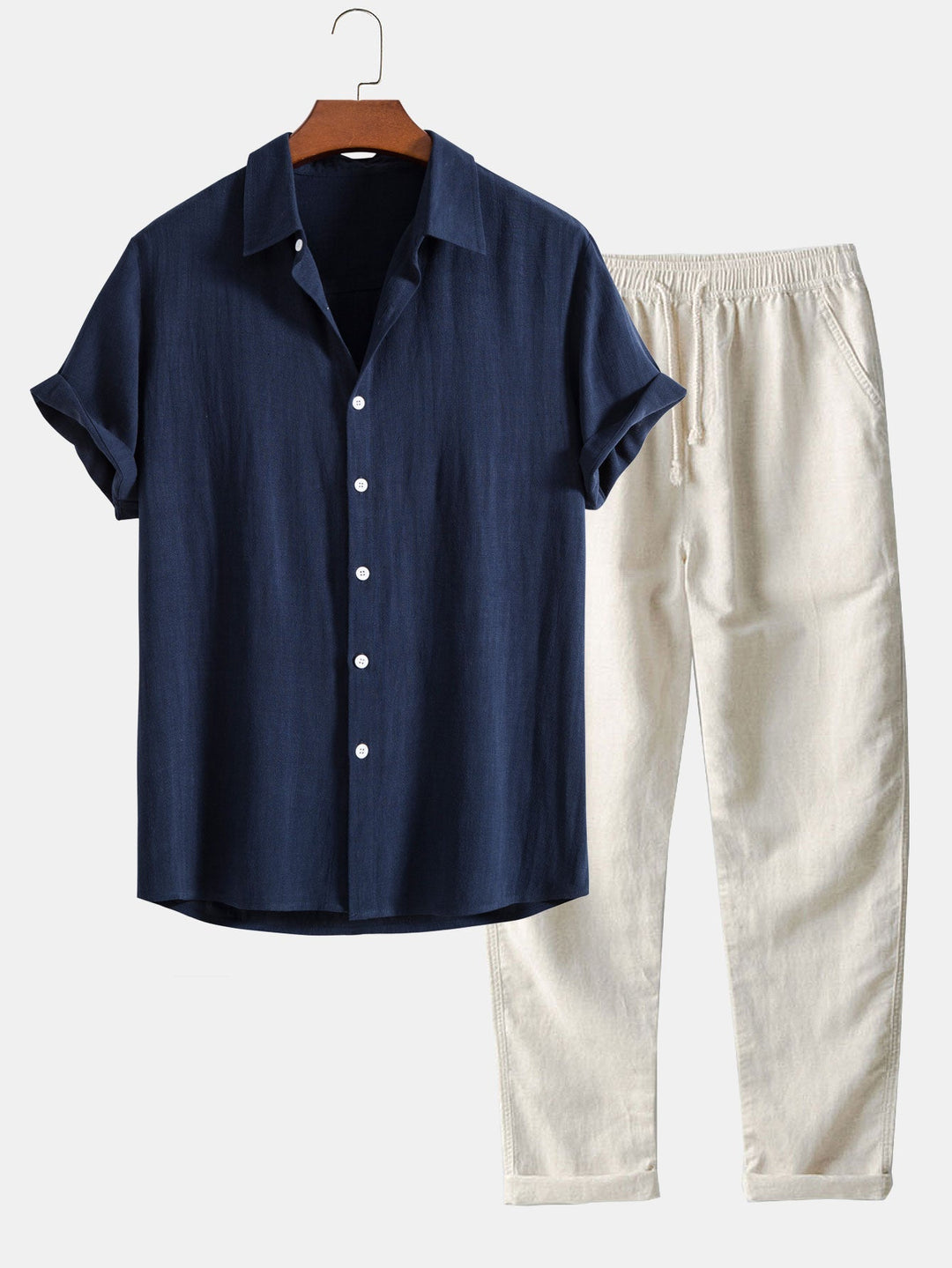 Set estivo per uomini di Richard - Look di lino traspirante con maniche corte e pantaloni comodi